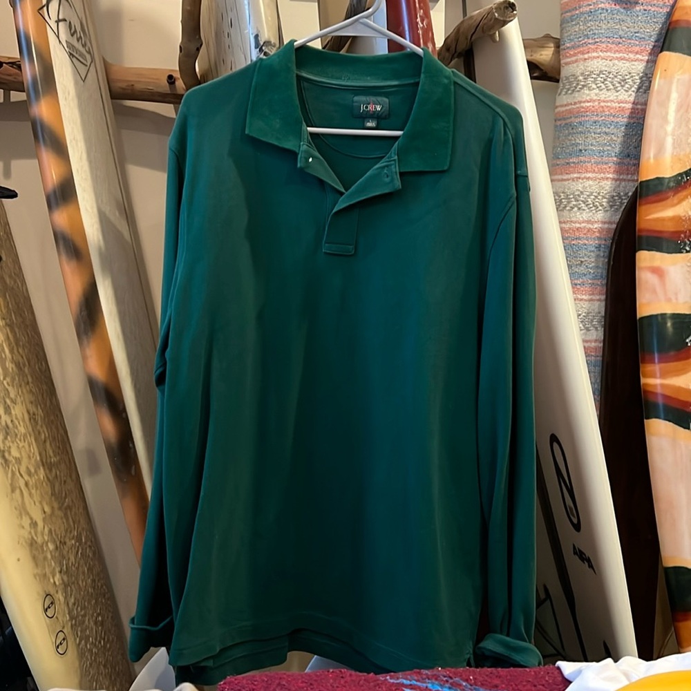 J. Crew Longsleeve Green Polo L
